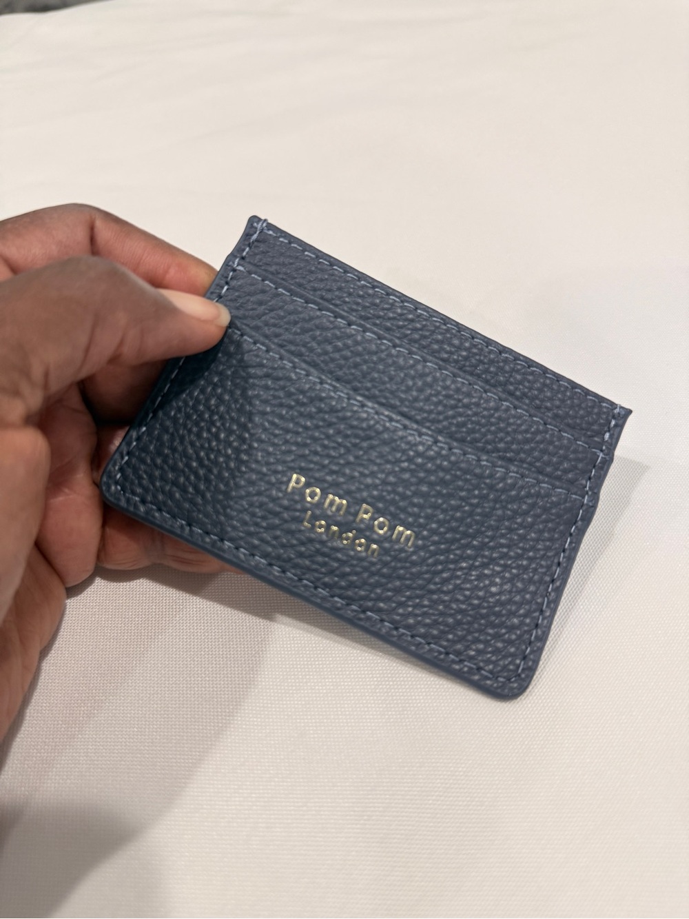 Pom Pom London Nordic Blue Leather Chelsea Card Holder